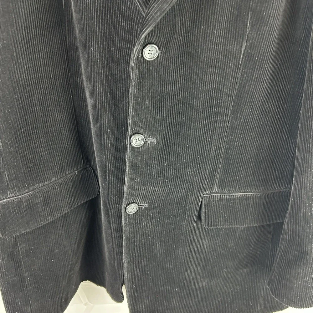 Croft & Barrow Blazer Mens‎ 48 Long Black Corduroy 3 Button Sport Coat Jacket
